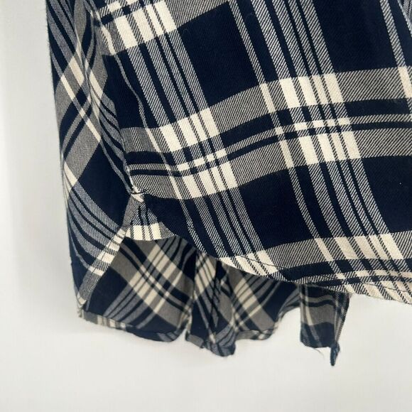 Lucky Brand Blue Bungalow Plaid Button Up Shirt Slouchy Tuxedo Back Size… - Picture 8 of 13